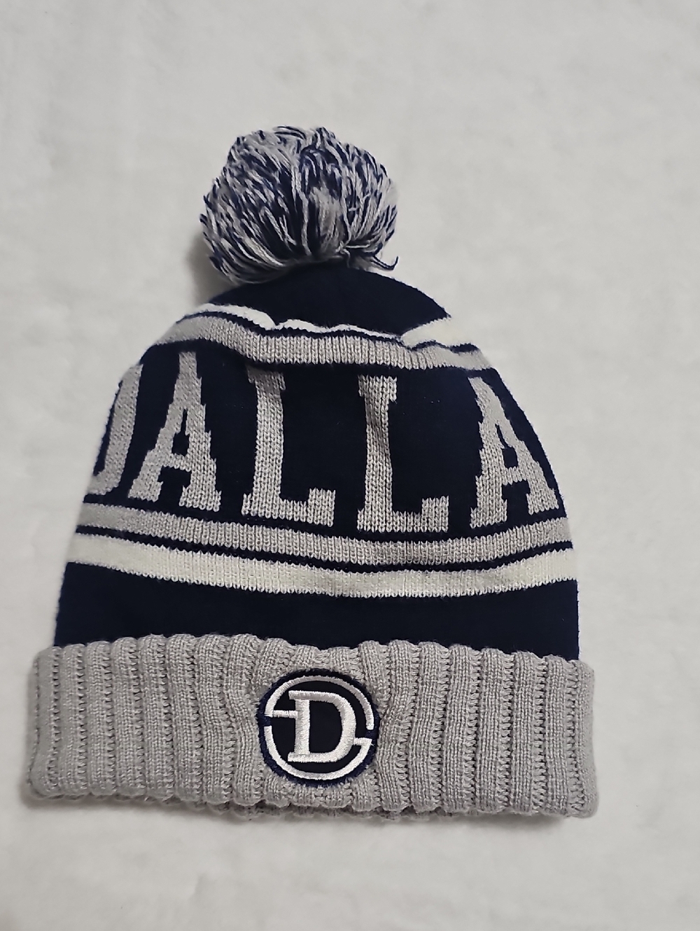 Dallas Knit Pom‎ Beanie - Navy & Gray